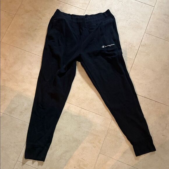 Champion Men’s Black Champion Sweatpant Joggers - Large - Pockets Drawstring - Picture 1 of 6